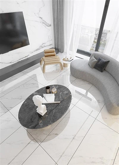 Jubin lantai marmar perak Carrara